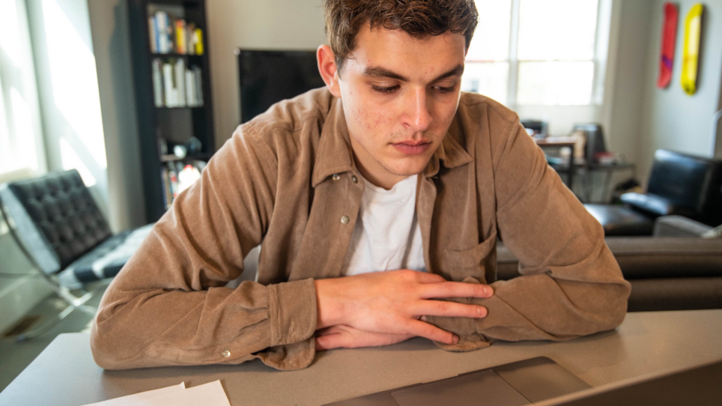 Property documents under review at an office desk